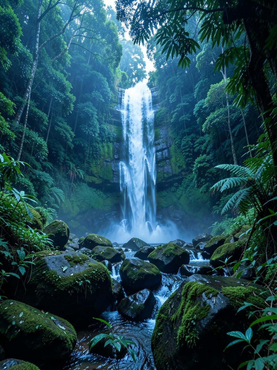 Rainforest waterfall in the Kerala hills